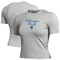 Women's Champion Gray Chicago Cubs Soft-Touch Fitted Cropped T-Shirt