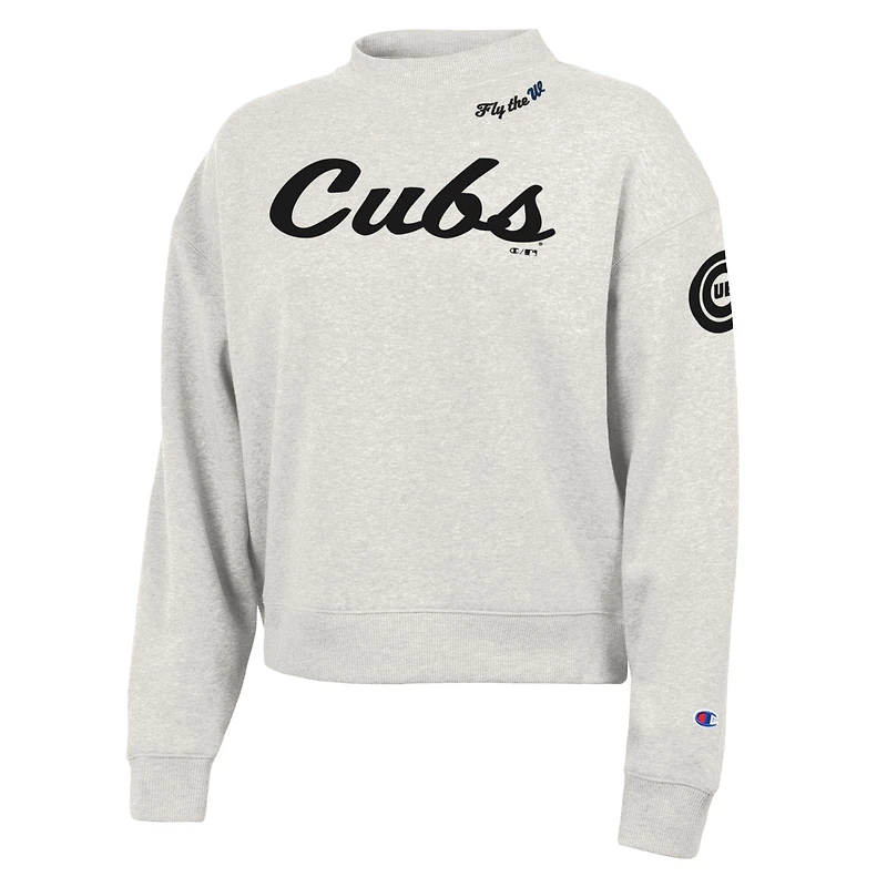Sweat-shirt Champion Stone Chicago Cubs Triumph Tri-Blend pour femmes