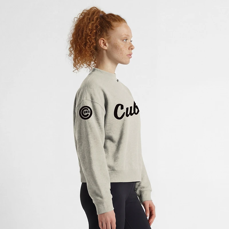 Sweat-shirt Champion Stone Chicago Cubs Triumph Tri-Blend pour femmes