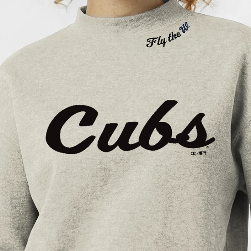 Women's Champion Stone Chicago Cubs Triumph Tri-Blend Sweatshirt