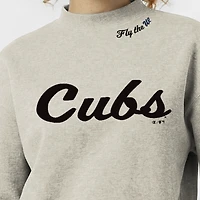 Women's Champion Stone Chicago Cubs Triumph Tri-Blend Sweatshirt