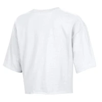 Women's Champion  White Chicago Cubs Boyfriend Cropped Americana T-Shirt