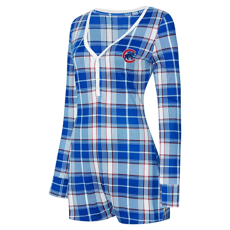 Combinaison en tricot à col V carreaux Ashford Sport Royal Chicago Cubs pour femme