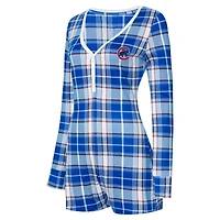 Combinaison en tricot à col V carreaux Ashford Sport Royal Chicago Cubs pour femme