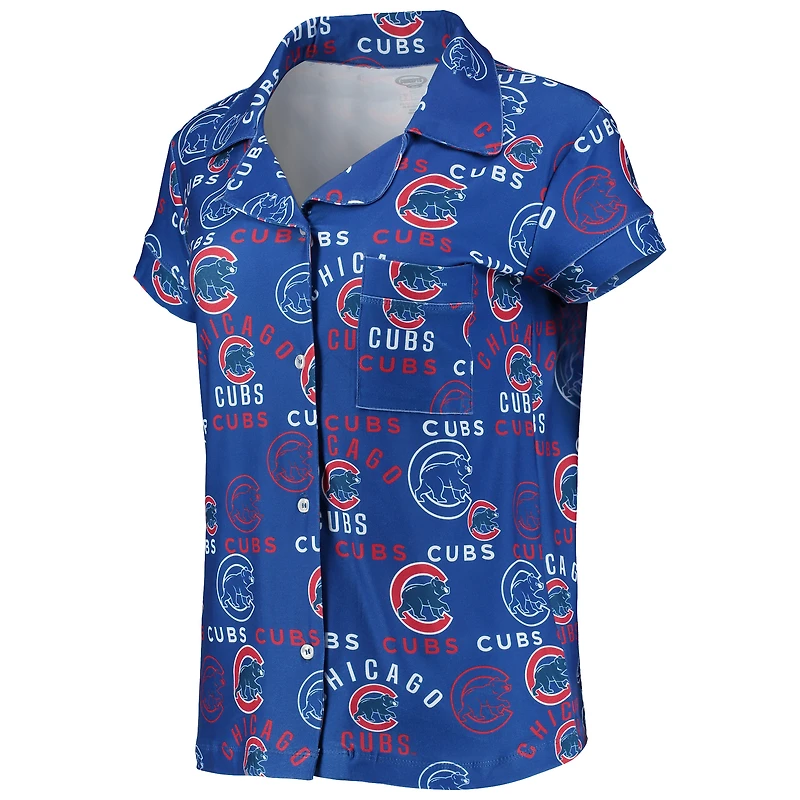 Concepts Sport Royal Chicago Cubs Ensemble de nuit avec haut et short imprimés phares pour femme