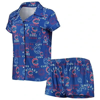 Concepts Sport Royal Chicago Cubs Ensemble de nuit avec haut et short imprimés phares pour femme