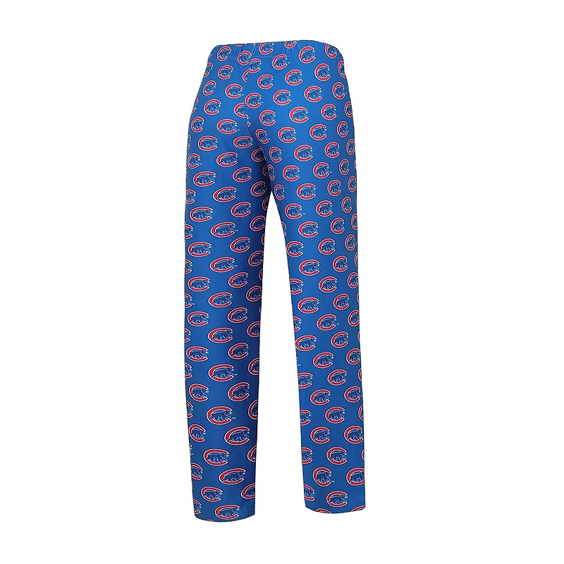 Ensemble de nuit Concepts Sport blanc/royal Chicago Cubs pour femmes, t-shirt à manches longues et pantalon jauge