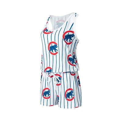 Women's Concepts Sport White Chicago Cubs Reel Pinstripe Knit Romper