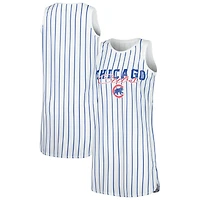Chemise de nuit sans manches en tricot à fines rayures pour femme Concepts Sport Chicago Cubs Reel Blanc