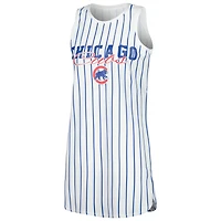 Chemise de nuit sans manches en tricot à fines rayures pour femme Concepts Sport Chicago Cubs Reel Blanc