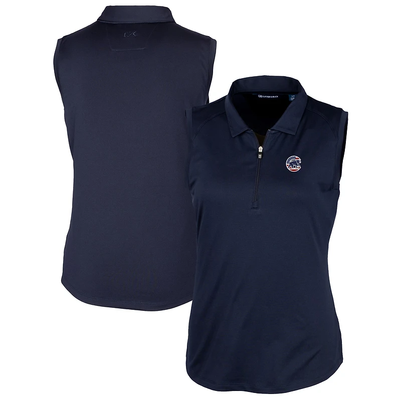 Women's Cutter & Buck Navy Chicago Cubs Americana Logo DryTec Forge Stretch Sleeveless Polo