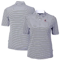 Women's Cutter & Buck  Navy Chicago Cubs Virtue Eco Pique Stripe Top