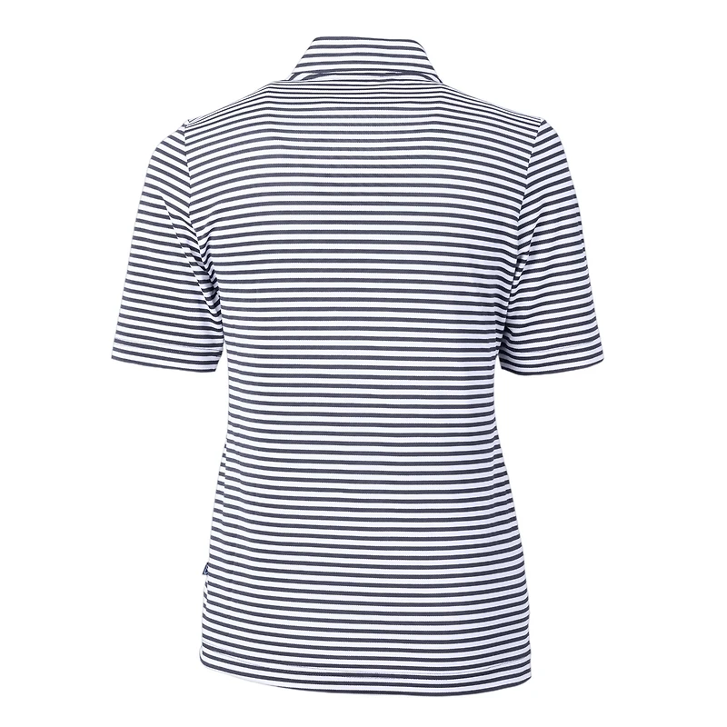Women's Cutter & Buck Navy Chicago Cubs Virtue Eco Pique Stripe Top