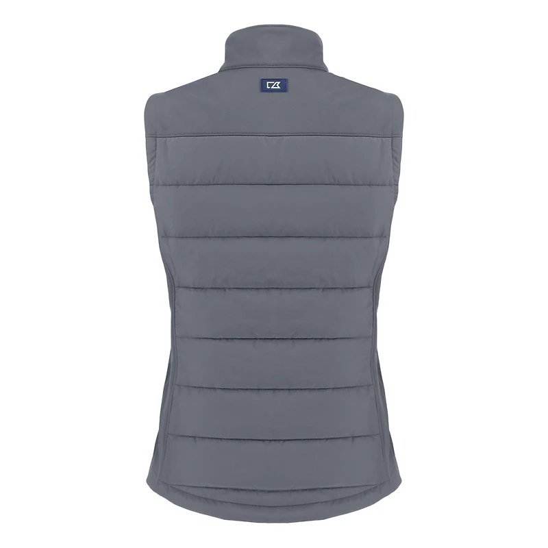 Women's Cutter & Buck  Steel Chicago Cubs Evoke Hybrid Eco Softshell Recycled Full-Zip Vest