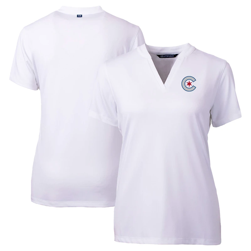 Women's Cutter & Buck  White Chicago Cubs City Connect Forge Heathered Stretch Blade Top