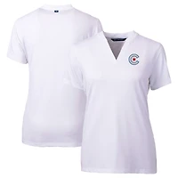 Women's Cutter & Buck  White Chicago Cubs City Connect Forge Heathered Stretch Blade Top