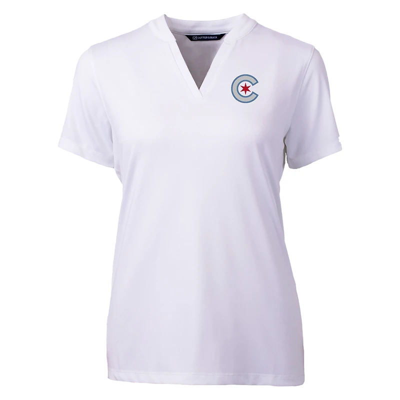 Women's Cutter & Buck  White Chicago Cubs City Connect Forge Heathered Stretch Blade Top