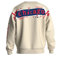 Sweat-shirt polaire beige à motif graffiti des Chicago Cubs pour femme, de la marque Fanatics.