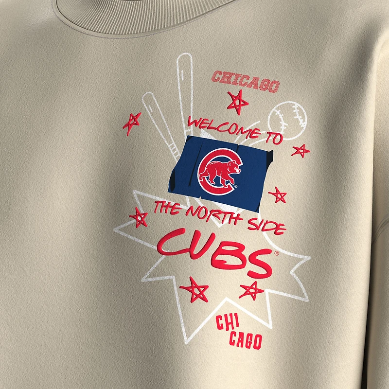 Women's Fanatics Beige Chicago Cubs Graffiti Fleece Sweatshirt