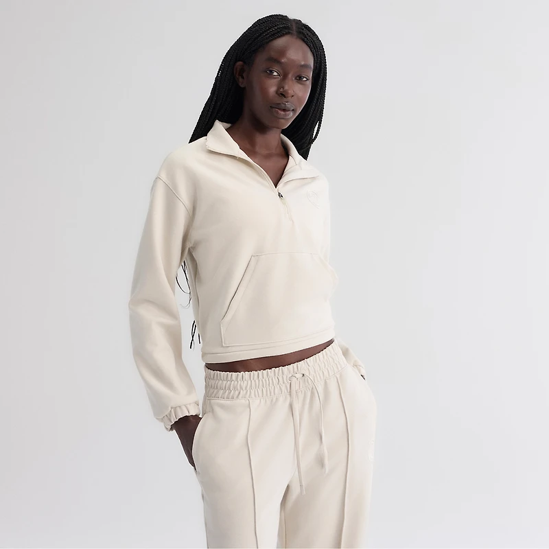 Pull à demi-zip oversize gris Chicago Cubs pour femme de Fanatics