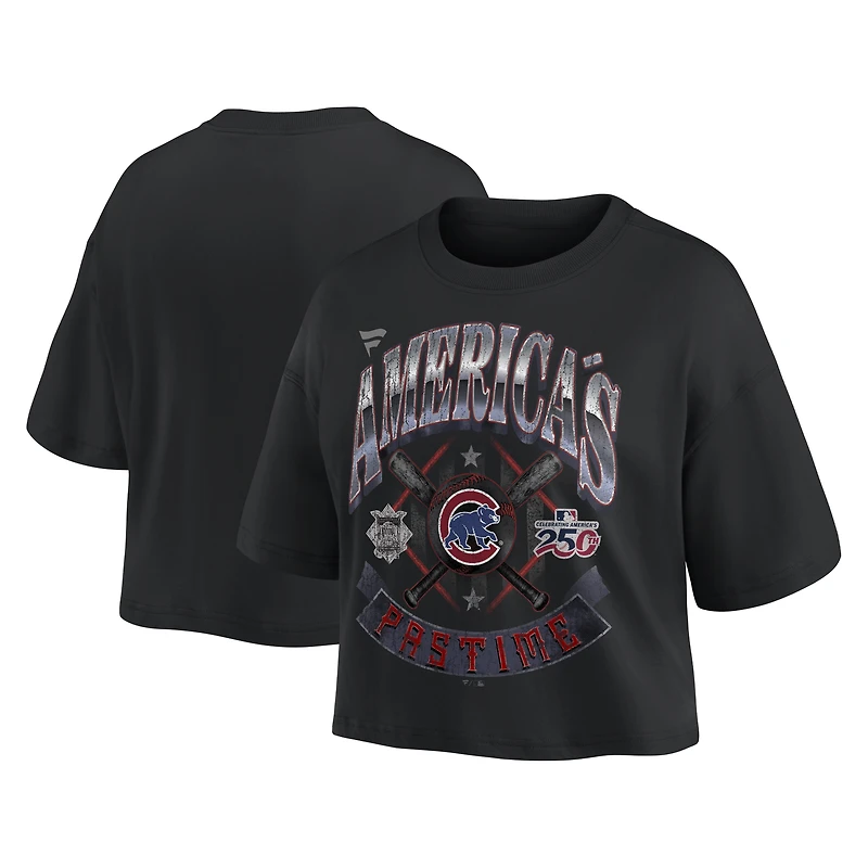 T-shirt court Fanatics pour femmes, noir, Chicago Cubs, style américain