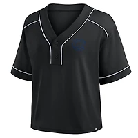 T-shirt court à col en V surdimensionné noir des Chicago Cubs pour femme
