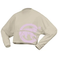 T-shirt court à manches longues et imprimé floral des Chicago Cubs pour femme, couleur crème Fanatics
