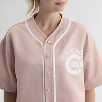Women's Fanatics Faded Rose Chicago Cubs Iconic Full-Button Satin Baseball Top