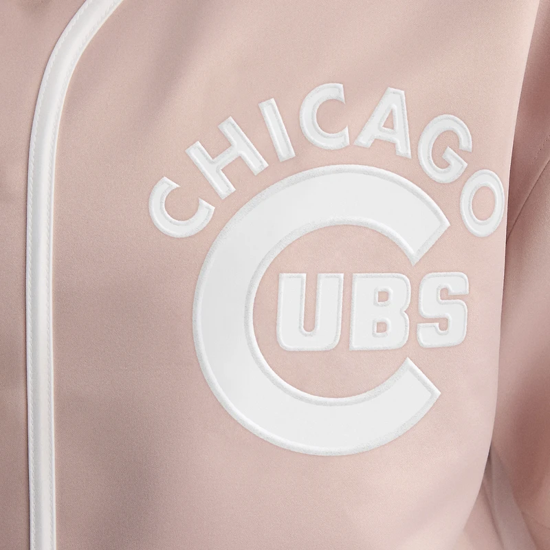 Women's Fanatics Faded Rose Chicago Cubs Iconic Full-Button Satin Baseball Top
