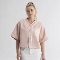 Women's Fanatics Faded Rose Chicago Cubs Iconic Full-Button Satin Baseball Top