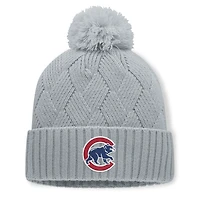 Women's Fanatics Gray Chicago Cubs Shifted Knit Hat with Pom