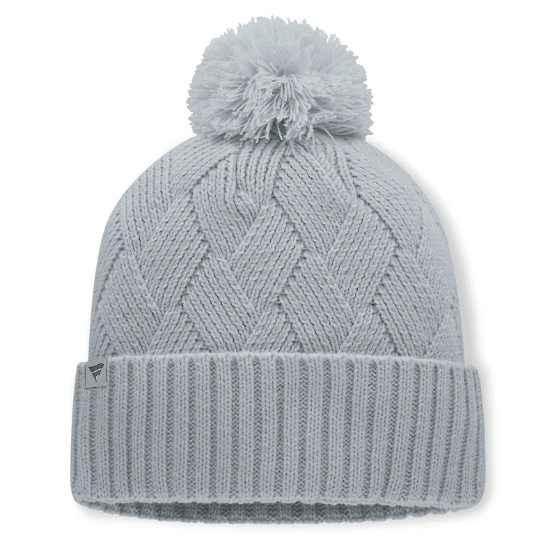 Bonnet tricoté gris Chicago Cubs pour femme, avec pompon, de la marque Fanatics.