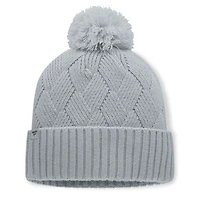 Bonnet tricoté gris Chicago Cubs pour femme, avec pompon, de la marque Fanatics.