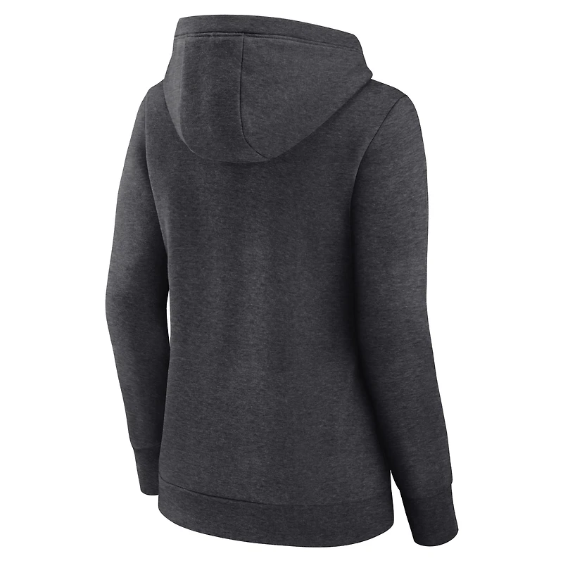 Chandail à capuchon col en V croisé Simplicity des Chicago Cubs Fanatics Heather Charcoal pour femmes