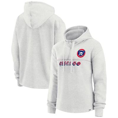 Women's Fanatics Oatmeal Chicago Cubs True Classics Legacy Quarter-Zip Hoodie