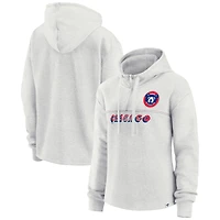 Women's Fanatics Oatmeal Chicago Cubs True Classics Legacy Quarter-Zip Hoodie