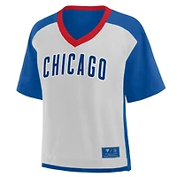 T-shirt surdimensionné à col en V pour femme Fanatics Royal/Graphite Chicago Cubs Race To Win