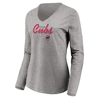 Ensemble combiné de t-shirts à col en V l'équipe des Chicago Cubs Fanatics Royal/Heathered Grey pour femmes
