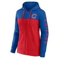Sweat à capuche entièrement zippé Fanatics Royal/Red Chicago Cubs City Ties pour femmes