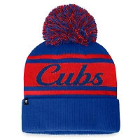 Bonnet en tricot à revers Fanatics Royal/Red Chicago Cubs pour femmes avec pompon