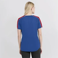 T-shirt à col en V raglan fines rayures Fanatics Royal/Red Chicago Cubs True Classic League Diva pour femmes