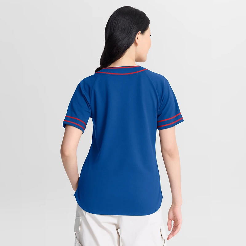 Women's Fanatics Royal Chicago Cubs Diva Race Ahead Raglan V-Neck T-Shirt
