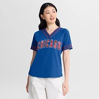 T-shirt raglan à col en V Fanatics Royal Chicago Cubs Diva Race Ahead pour femme