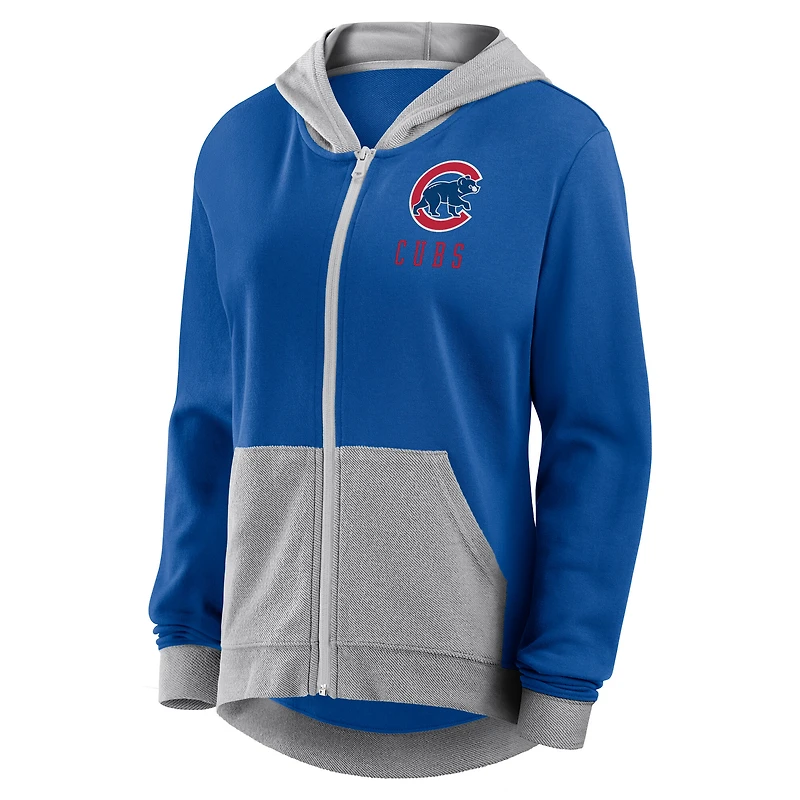 Women's Fanatics  Royal Chicago Cubs Hit It French Terry Full-Zip Hoodie