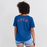 T-shirt col en V raglan pour femme Fanatics Royal Chicago Cubs League Diva Star
