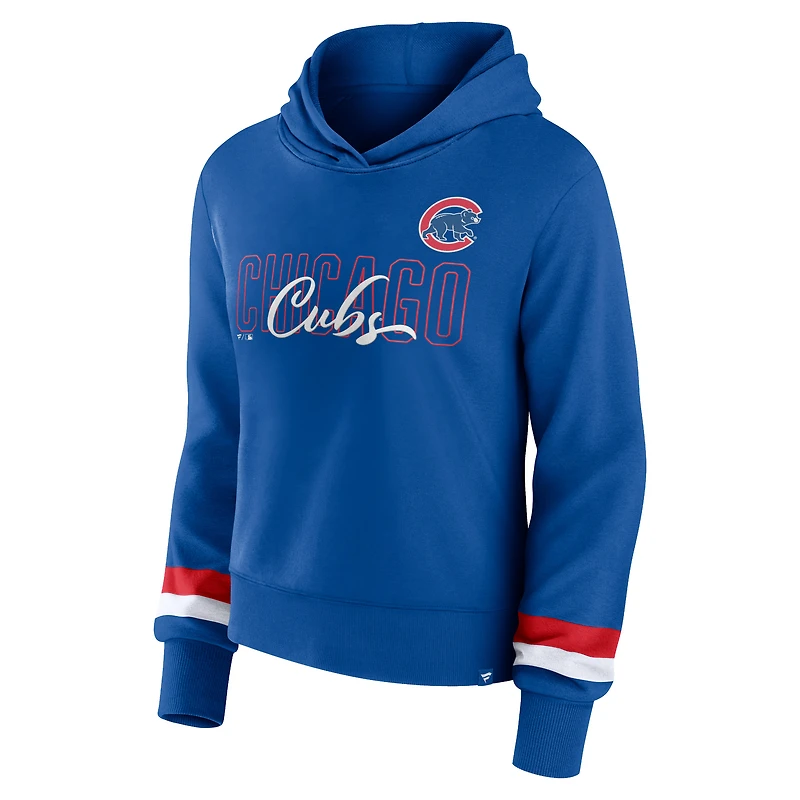 Chandail à capuche Fanatics Royal Chicago Cubs Over Under pour femmes