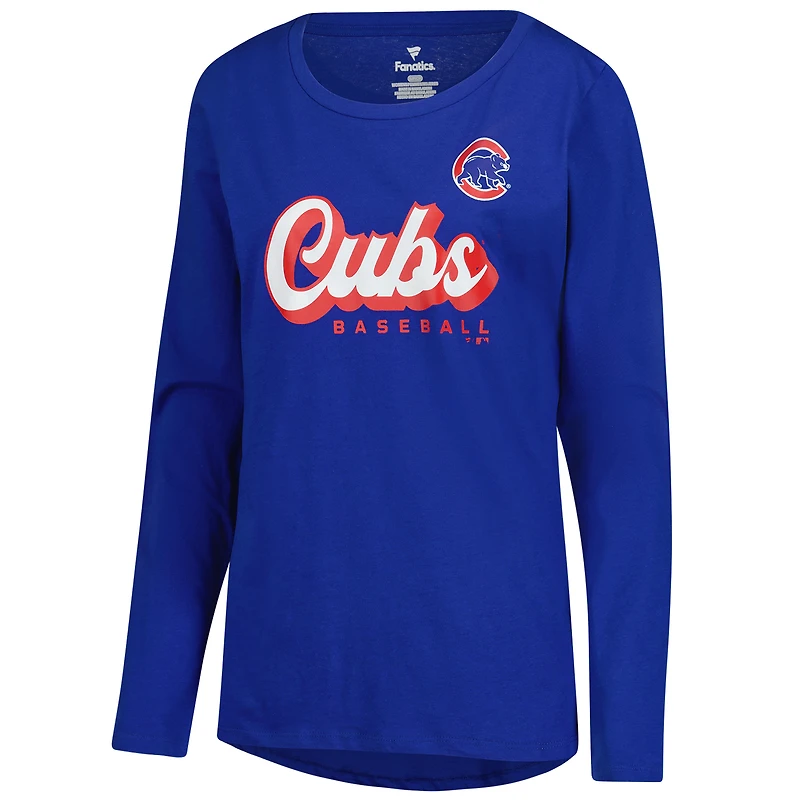 Women's Fanatics Royal Chicago Cubs Run the Bases Long Sleeve T-Shirt