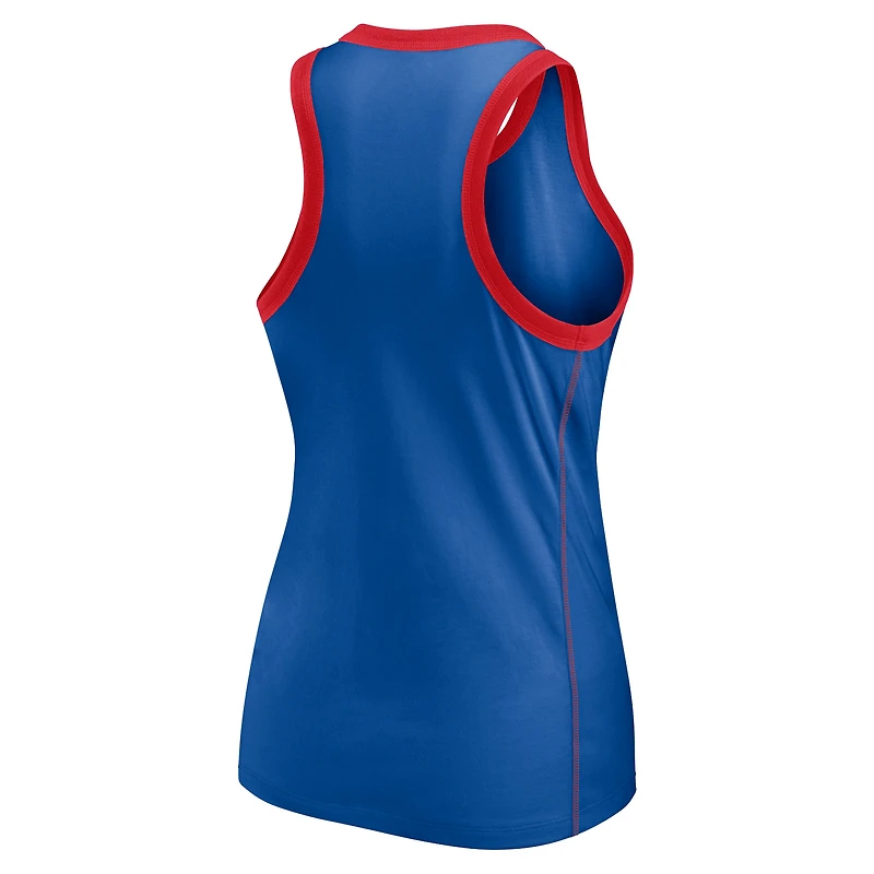 Women's Fanatics Royal Chicago Cubs Tailsweep Fashion Racerback Rhinestone Tank Top