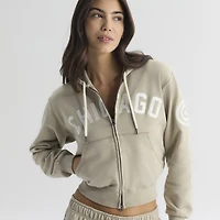 Women's Fanatics Sepia Tint Chicago Cubs Iconic Terry Full-Zip Hoodie