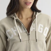 Women's Fanatics Sepia Tint Chicago Cubs Iconic Terry Full-Zip Hoodie